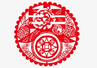 红色春节剪纸设计免抠