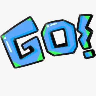 蓝色简约go艺术字免抠