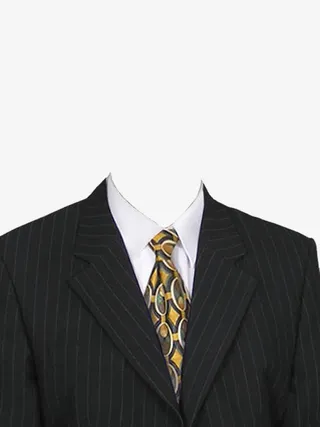 黄色花纹黑色西装工作照模板免抠