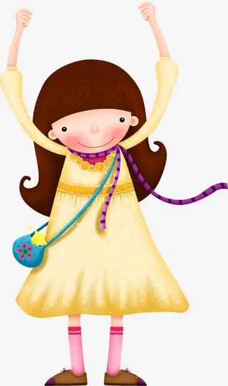 手绘女孩卡通人物免抠