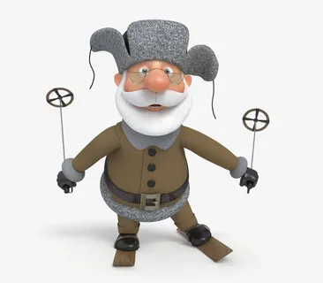 踏雪双板的滑行老爷爷免抠