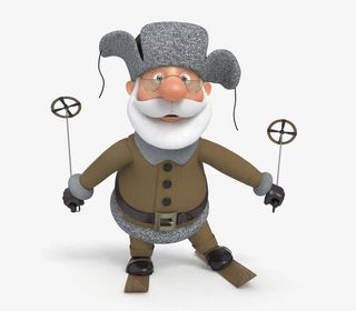 踏雪双板的滑行老爷爷免抠