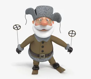 踏雪双板的滑行老爷爷免抠