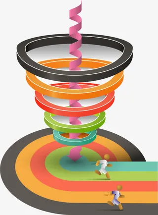 彩色螺旋上升圆圈跑道矢量免抠