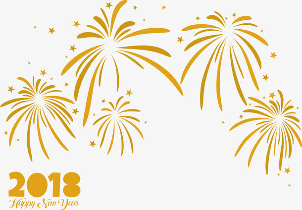 黄色跨年夜烟花花纹免抠