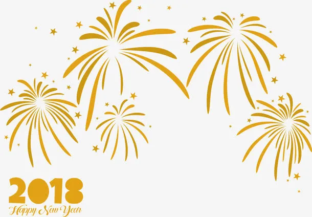 黄色跨年夜烟花花纹免抠