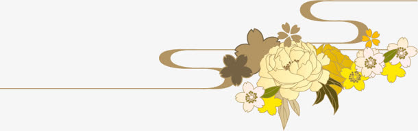 手绘花纹丝带png素材免抠