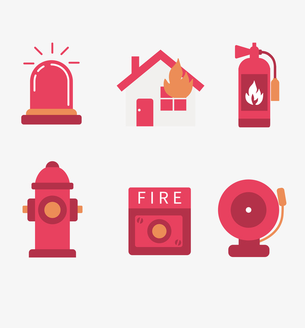 扁平消防图标免抠