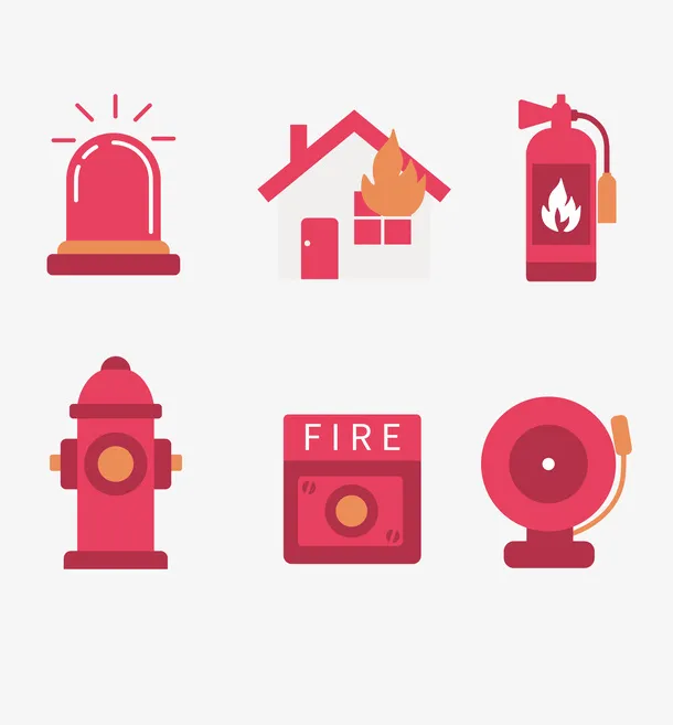 扁平消防图标免抠