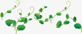 绿色卡通春天花藤树叶免抠