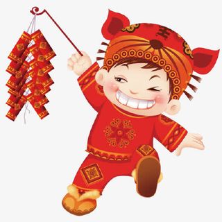 放爆竹的可爱卡通小女孩免抠