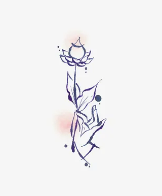 手绘简约莲花免抠