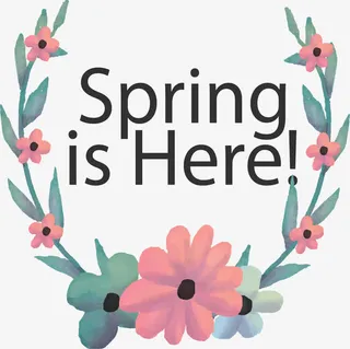 手绘粉色春天边框免抠