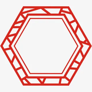 中式六边形边框免抠