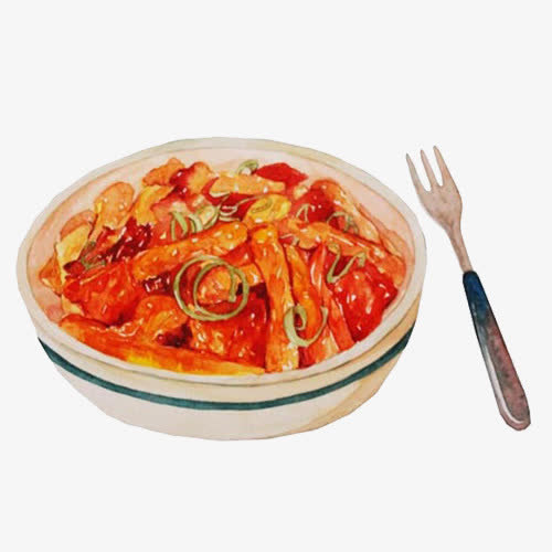 炒年糕手绘画素材图片免抠