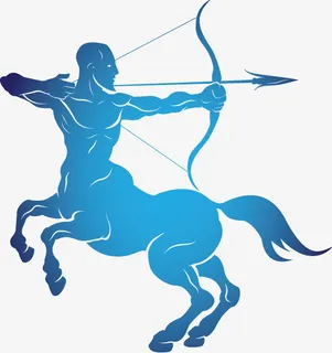 蓝色手绘弓箭手png免抠