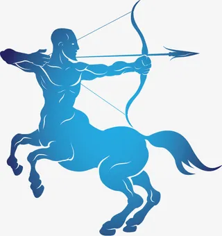 蓝色手绘弓箭手png免抠