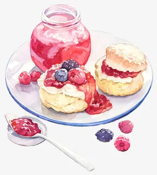 水彩草莓酱免抠