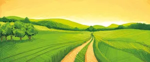 手绘田野banner背景高清