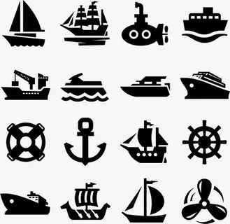航海元素剪影免抠