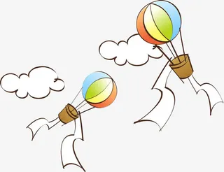 卡通手绘热气球素材免抠免抠