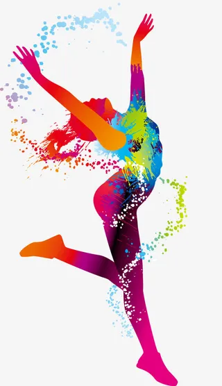 彩色泼墨效果舞蹈美女免抠