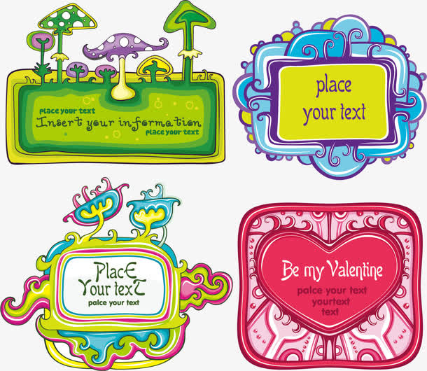 抽象的儿童插画公告栏矢量图免抠