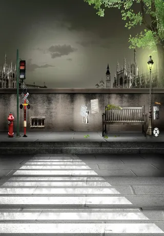 复古街景婚庆摄影背景高清