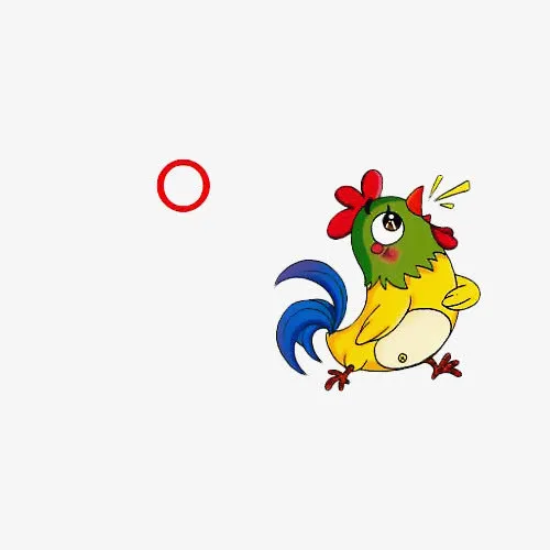 卡通公鸡元音插图免抠