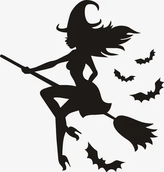 万圣节女巫黑色贴纸免抠