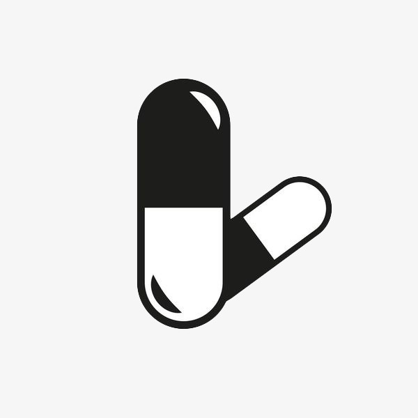 手绘扁平黑白胶囊免抠