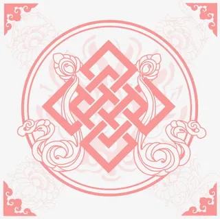 中国古风红色底纹免抠