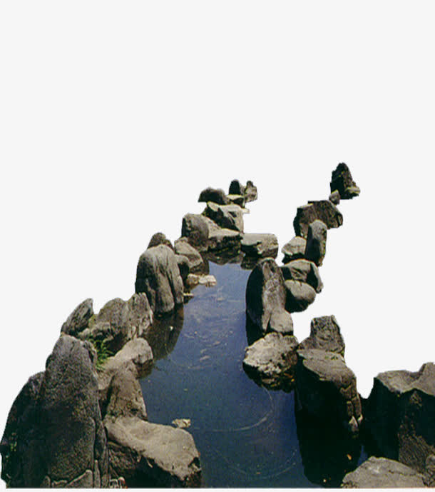 山石溪水免抠