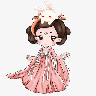 中秋主题插画嫦娥玉兔免抠