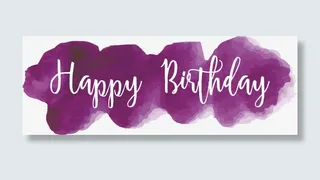 紫色波浪水彩底纹生日快乐免抠