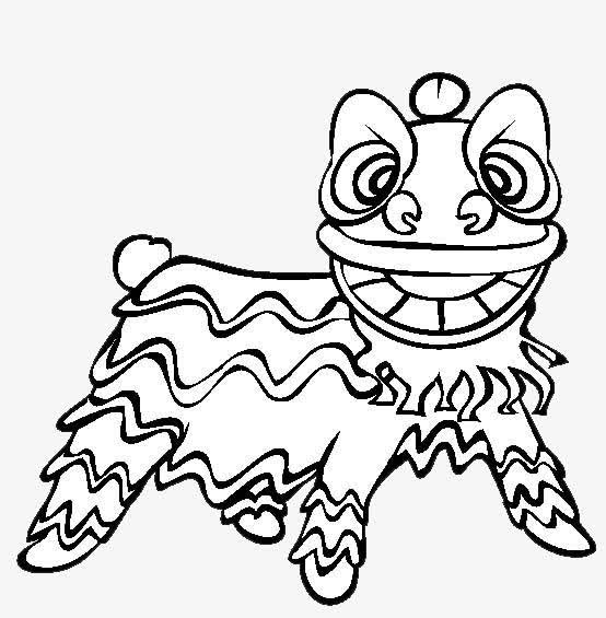 舞狮简笔画免抠