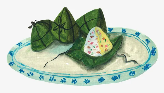 彩绘传统中国菜五仁粽子免抠