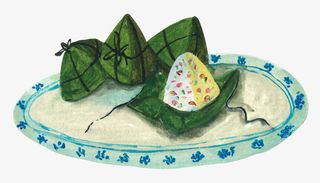 彩绘传统中国菜五仁粽子免抠