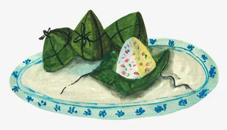 彩绘传统中国菜五仁粽子免抠