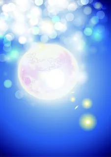 蓝色天空光点月亮祥云海报背景中秋