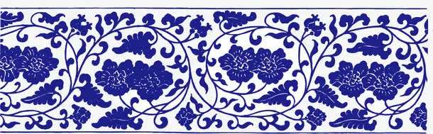 蓝色青花瓷经典花纹免抠