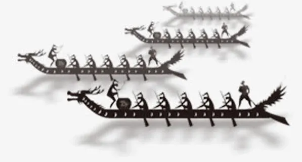 合成效果手绘端午节赛龙舟免抠