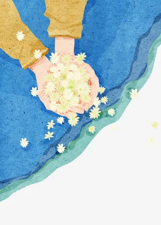 捧花的小女孩免抠