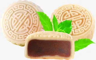 中秋节切开的冰皮月饼免抠
