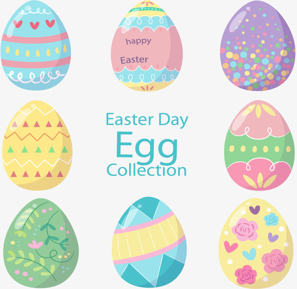 8款彩色花纹彩蛋矢量素材免抠