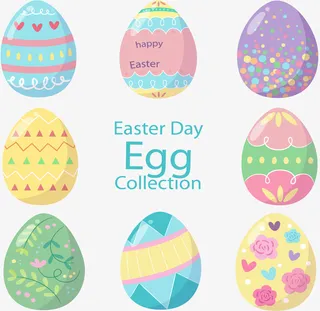 8款彩色花纹彩蛋矢量素材免抠