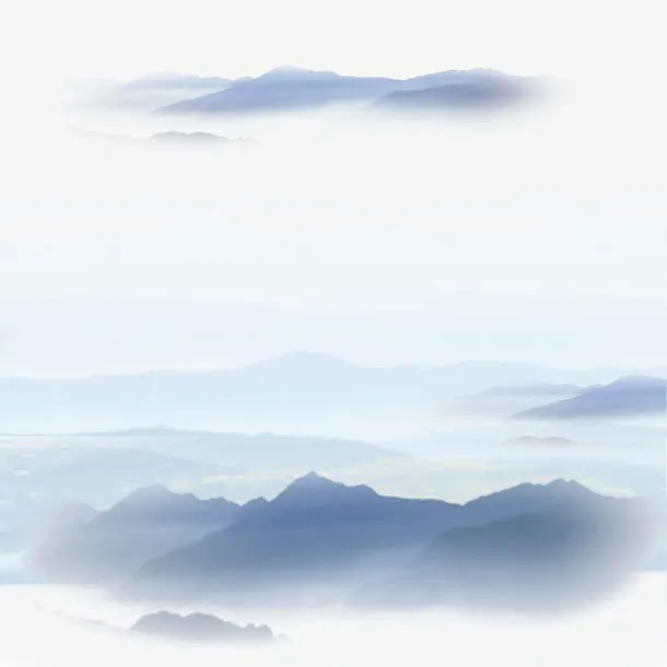 云雾缭绕的群山峻岭免抠
