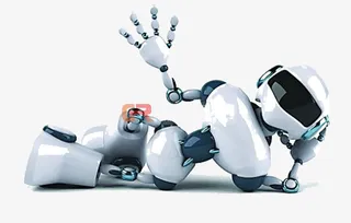 一个侧卧的机器人免抠