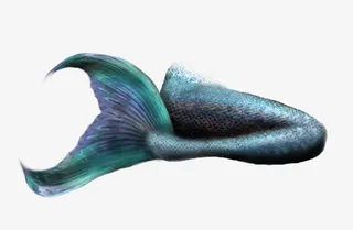 墨绿色跪坐美人鱼尾巴免抠