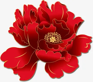 红色手绘牡丹花中国风国庆免抠 红色手绘牡丹花中国风国庆免抠